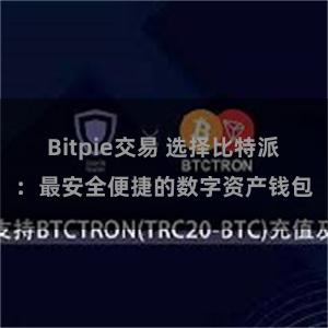 Bitpie交易 选择比特派：最安全便捷的数字资产钱包