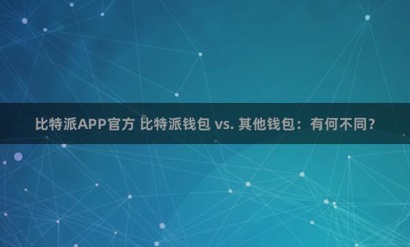 比特派APP官方 比特派钱包 vs. 其他钱包：有何不同？