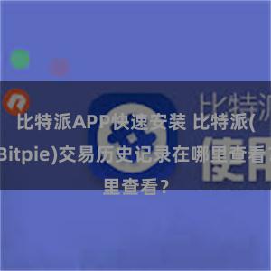 比特派APP快速安装 比特派(Bitpie)交易历史记录在哪里查看？